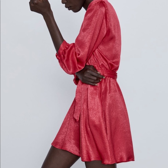 Satin red jumpsuit - Picture 3 of 8